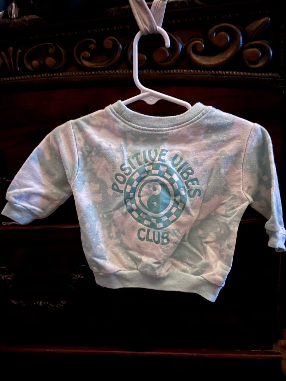 Positive Vibes Club Kids Sweatshirt - Aqua Tie-Dye